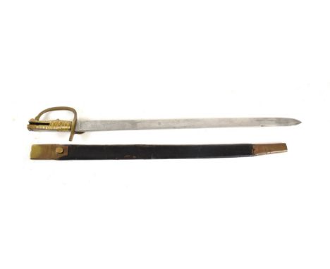 A Copy of a Baker Volunteer Sword Bayonet, 2nd pattern, the 58.5cm steel blade double edged for the last 10.5cm, the ricasso 