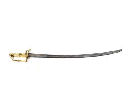 A Georgian Five Ball Spadroon Hilt Sword, the 68cm single edge curved steel blade with a broad and narrow fuller, faintly etc