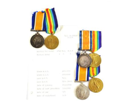 Three First World War Pairs, each comprising British War Medal and Victory Medal awarded to CAPT.E.D.LYONS; SPTS-5425 PTE.C.W