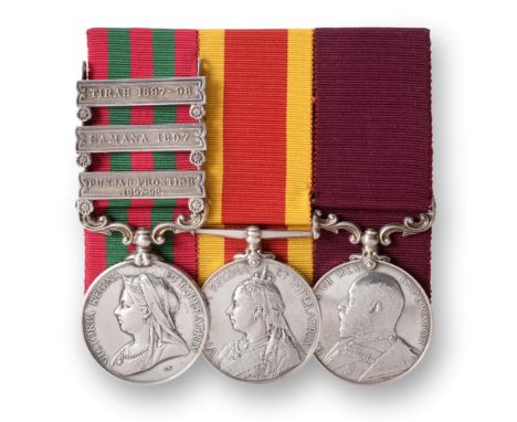 A Victorian/Edwardian Trio to Alfred John Clarke, Sappers and Miners, comprising:- India Medal 1896 with three clasps PUNJAB 