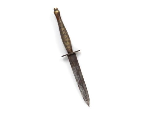 A Second World War 'Beaded and Ringed' Commando Knife, possibly by Rodgers of Sheffield, the 14.7cm double edge steel blade w