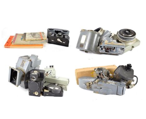 A Quantity of Air Ministry Aircraft Cameras and Parts, including a Vinten Reconnaissance Camera and magazine, an F24 Spitfire