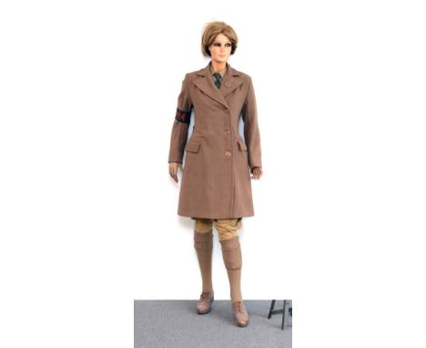 A Second World War Women's Land Army Composite Uniform, comprising a greatcoat, size 14, with label dated 1941, the lapel set