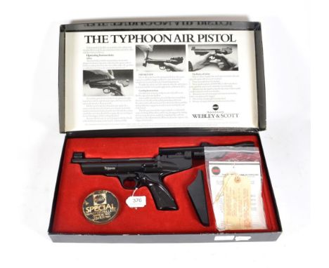 PURCHASER MUST BE 18 YEARS OF AGE OR OVER A Webley Typhoon .22 Calibre Air Pistol, with black gloss finish and chequered blac