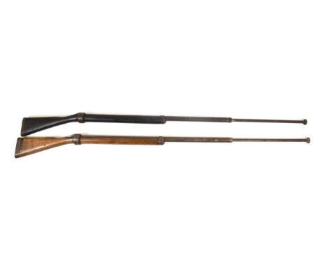 Two First World War British Bayonet Training Rifles, each sprung loaded, with wood half stock, the right side of the butt sta