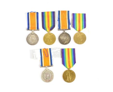 Three First World War Pairs, each of British War Medal and Victory Medal, awarded to:- CAPT.W.A.MILNE.; 030326 PTE. B.H. WOOD