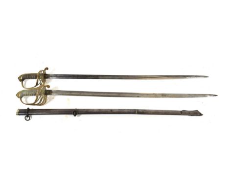 A Victorian 1822 Pattern Infantry Officer's Sword, the 82.5cm single edge fullered steel blade etched with crowned VR cypher 