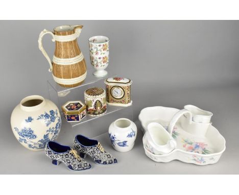 A Collection of Various Ceramics to Comprise a 19th Century Jug by Brownfield &amp; Son Swiss Pattern no.24, Spode Imari Pape