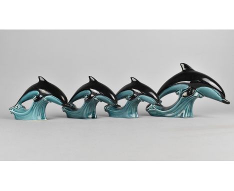 Four Poole Dolphins, Largest 15cm high 