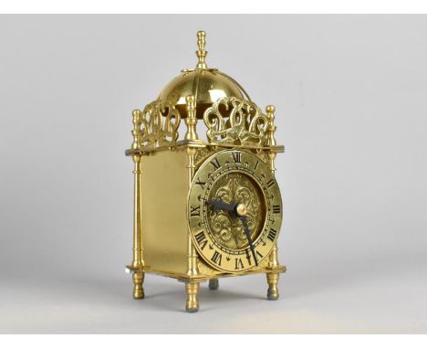 A Mid 20th Century Brass Smiths Nell Gwynne Bijou Lantern Clock with Original Cardboard Box and Electric Movement, 18cms High