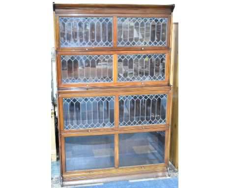 An Edwardian Mahogany Framed Globe Wernicke Style Bookcase with Leaded Glass Panels, 128cms by 40cms by 197cms High 