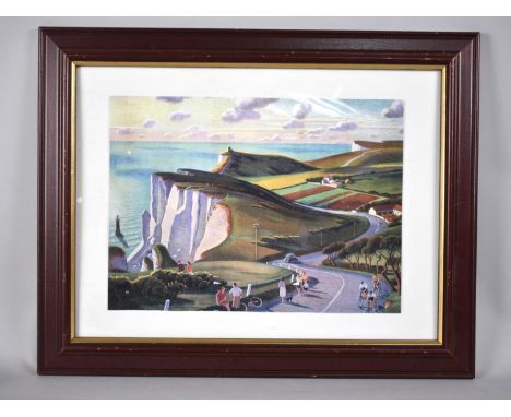 A Framed British Railway Print, "Downland Rambles", Subject 32x23cm 