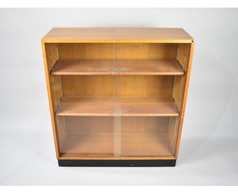 A Vintage Glazed Light Oak Bookcase with Two Adjustable Shelves, 84cms Wide 