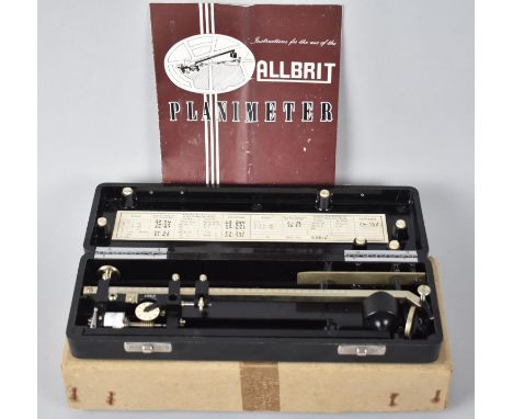 A Cased Vintage Allbrit Planimeter with Original Cardboard Box and Instructions 