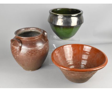 A Vintage Terracotta Cream Stein, Planter and a Pot (Condition Issues) 