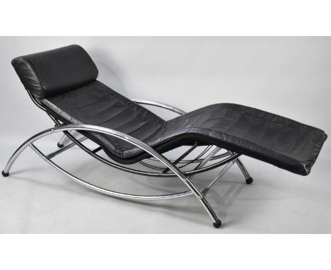 A Vintage Style Chrome Steamer Style Chair with Reclining Mechanism, 174cms Long 