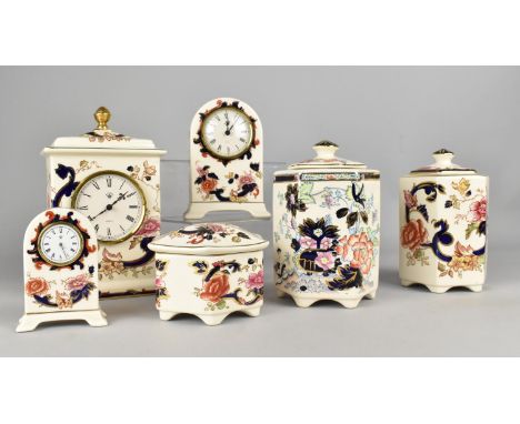 A Collection of Various Mason's to Include Mandalay Mantle Clocks, Caddy etc 