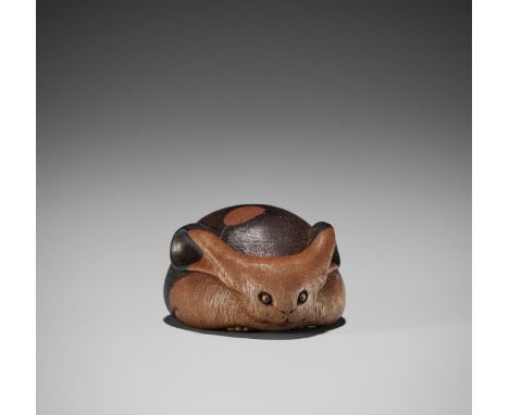 VADYM PYVOVAR: A WOOD NETSUKE OF A MOON RABBITBy Vadym Pyvovar, signed with the artist's markUkraine, 2021Finely carved and s