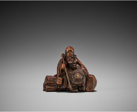 GISAI: A WOOD NETSUKE OF SOTOBA KOMACHIBy Gisai, signed GisaiJapan, early 19th century, Edo period (1615-1868)The poetess Ono