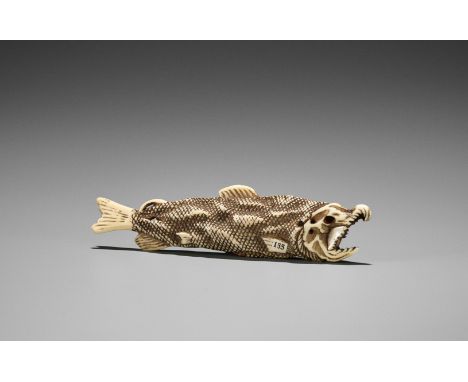 A GOOD IVORY NETSUKE OF A DRIED FISHJapan, late 18th to early 19th century, Edo period (1615-1868)Naturalistically carved as 