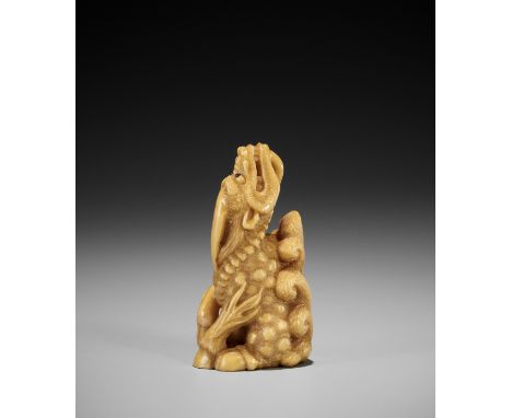 ALEXANDER DERKACHENKO: A MAMMOTH IVORY NETSUKE OF A BAYING KIRINBy Alexander Derkachenko, signed with the artist's markUkrain