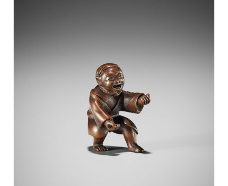 IKKYU: A RARE NETSUKE OF A FISHERMANBy Ikkyu, signed IkkyuJapan, Nagoya, mid-19th century, Edo period (1615-1868)Finely carve