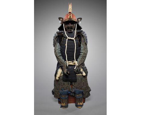 A SUIT OF ARMOR WITH SUJIBACHI KABUTO AND LARGE DRAGON MAEDATEJapan, Edo period (1615-1868)The matching components of black-l