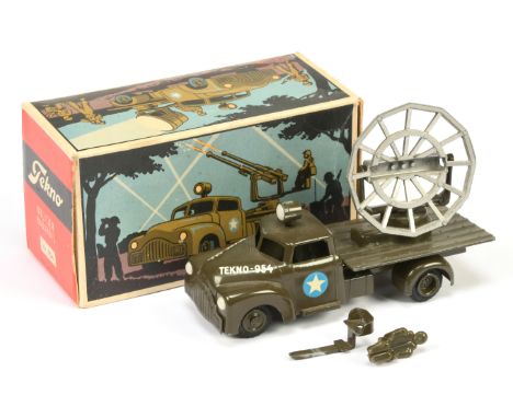 Tekno Military 954 Dodge Radar Scanner Truck - gloss drab green including hubs with "TEKNO-954" on bonnet, white and blue sta