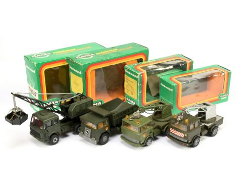 Gama Military group of 4 to include 92817 Crane Truck, 9277 Faun Dumper plus others - conditions are generally Excellent to M
