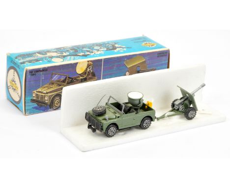 Mercury 411 Military set to include - Jeep with searchlight - green, black seats and field gun, green - conditions are genera