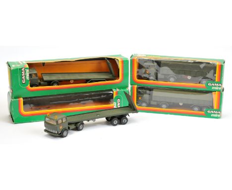 Gama Military group of 4 Articulated Truck and Trailers - to include 92957 with flatbed trailer plus others - conditions are 