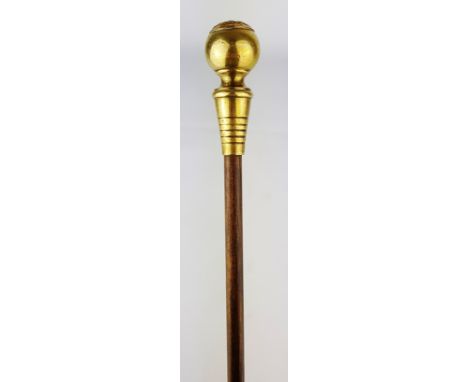 Swagger stick cane with brass tapering handle, the ball finial with Royal Crest, L86cm    Condition Report   Click here for f