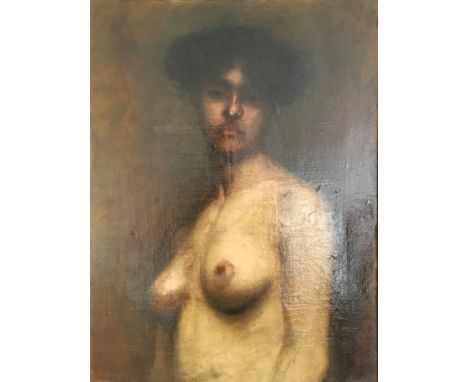 JOHANN TISCHEIN. Framed, unsigned, oil on canvas, portrait of a nude lady, 61.3cm x 46.3cm.