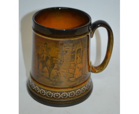 A George Jones crescent hunting mug, huntsman outside a tavern***PLEASE NOTE THERE IS NO BUYER'S PREMIUM ON THIS LOT, IT IS B