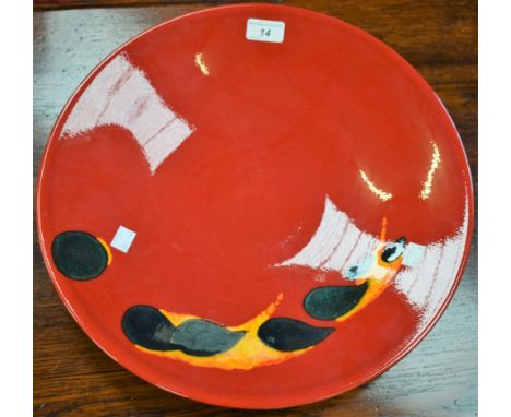 A large Poole Pottery Volcano pattern charger, 41cm diameter
