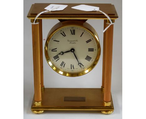 A brass portico clock, by Garrard &amp; Co, boxed 