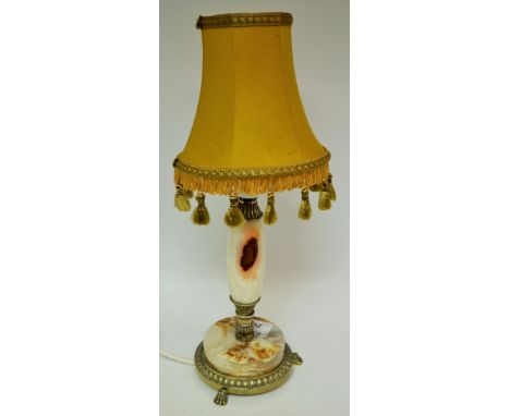A 20th century onyx and metal table lamp***PLEASE NOTE THERE IS NO BUYER'S PREMIUM ON THIS LOT, IT IS BEING SOLD AS PART OF A