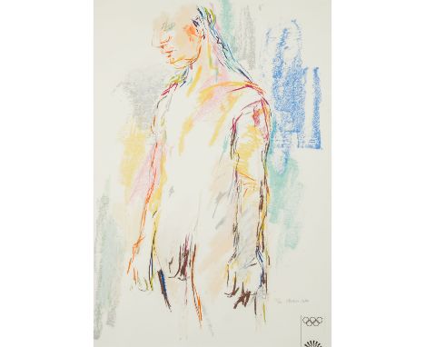 KOKOSCHKA, OSKAR (1886-1980), "Athlet" anlässlich der Olympischen Spiele 1972 in München, Farblithographie, u.re. von Hand nu