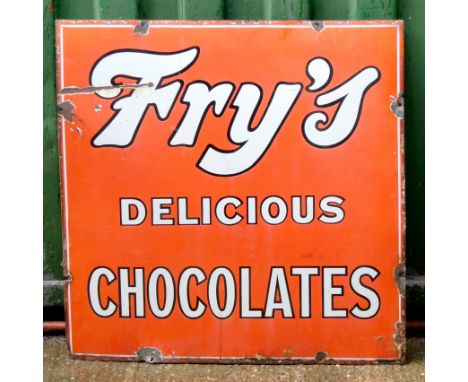 A vitreous enamel single sided sign, Fry's Chocolate, 92cm x 92cm 