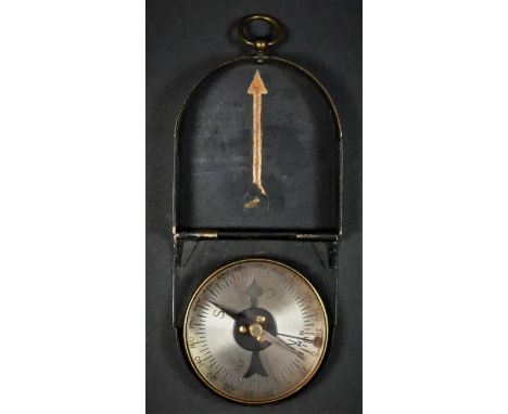 A WWII French brass compass, probably by Demaria Lapierre, model 1922, with hand written in pencil an owners name, 6.5 x 6cm 