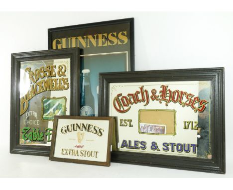 A vintage Crosse &amp; Blackwell Table Fruit advertising mirror, 42 x 29cm, a vintage Coach and Horses advertising mirror, 29