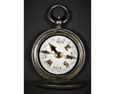 A WWI British Army nickel plated Officers Compass by Terrasse W. Co. model VI, numbered 75063, dated 1918, diameter 45mm 