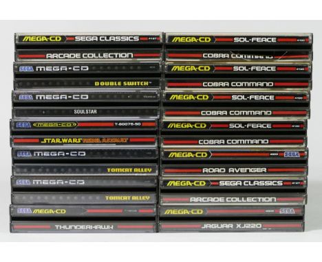 Fourteen Sega CD games, with cases and manuals, to include, jaguar XK220, Sega Classics Arcade Collection (x2), Road Avenger,