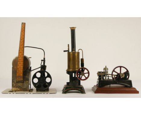 A Doll et Cie vertical live steam boiler, c.1920-30, lacking burner, height 25cm, a vintage horizontal live steam boiler, lat