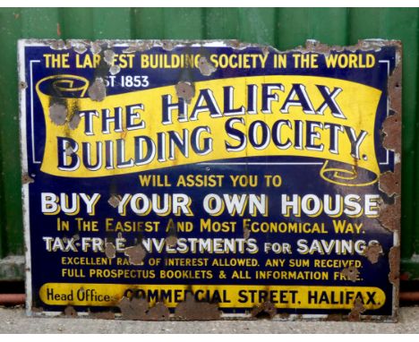 The Halifax Building Society, a single sided vitreous enamel advertising sign, 92 x 122cm. 