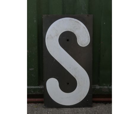 A cast metal and enamel German railway S sign, single sided, 45cm x 85.5cmThese were placed on poles throughout the German ra