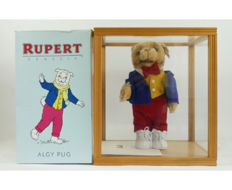 Steiff, Algy Pug plush figure, Rupert Classics limited edition number 854 of 1500 complete with outfit and leather shoes, 28c