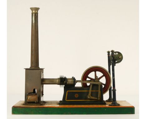 Georges Carette et Cie, a twin cylinder horizontal live steam steam engine, model 694/2, c.1911, lithograph decorated, raised