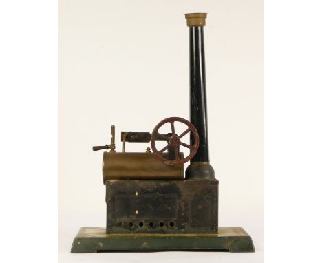 Gebruder Bing, a horizontal live steam stationary engine, pre 1912 embossed and entwined GBN makers mark, lithograph decorate