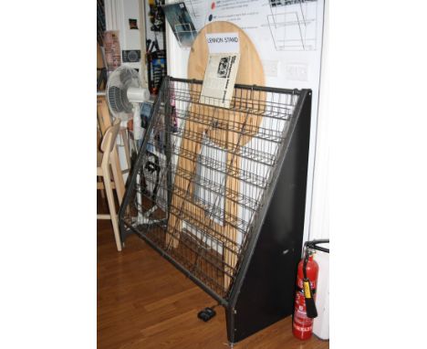 A METAL FRAMED RECORD AND CD STAND, with nine levels, 140cm long x125cm high and 46cm deep